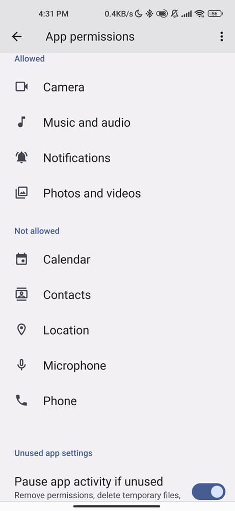 Check app permissions