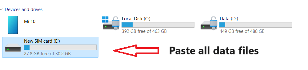 Paste all data files to new micro sd card