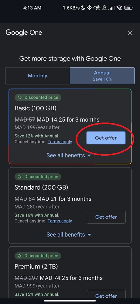 Get Google offer to backup everything on android