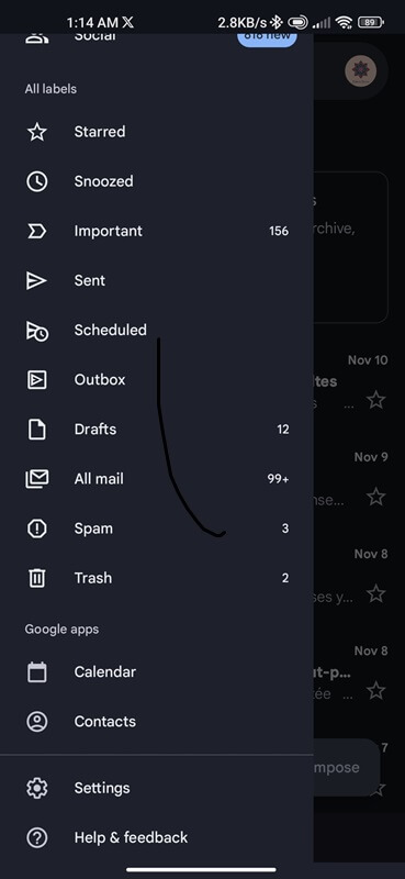 Trash gmail section