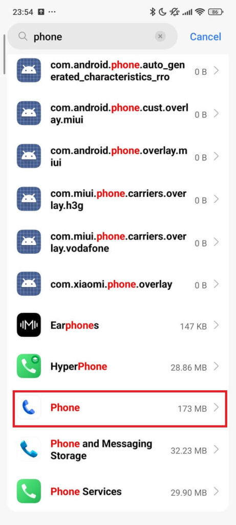 Clear phone app cache (2) Clear phone app cache (2)