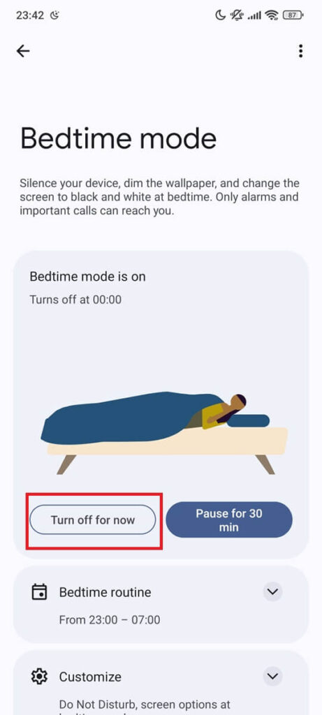 Disable bedtime mode (3) Disable bedtime mode (3)