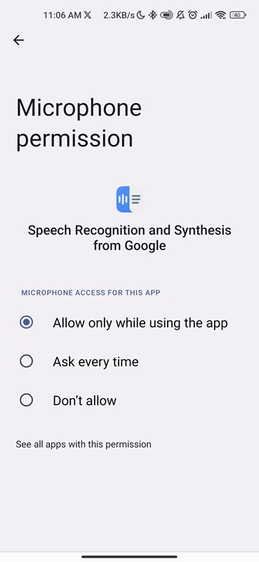 Enable microphone permission