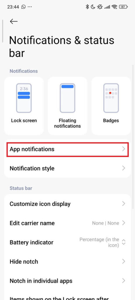 Notifications and status bar (1) Notifications and status bar (1)
