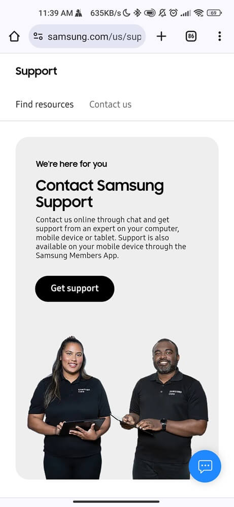 Reach samsung customer support