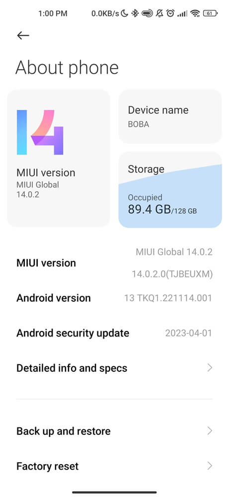 About phone Android version
