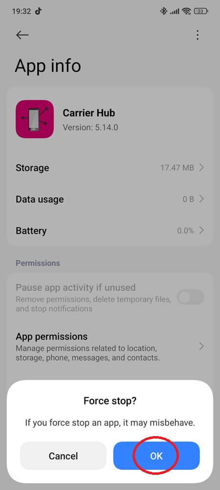 Force Stop the Carrier Hub App (3) Force Stop the Carrier Hub App (3)