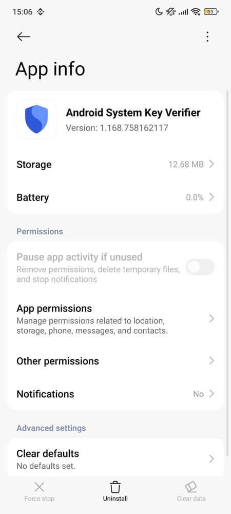 System Key Verifier app version and permissions System Key Verifier app version and permissions