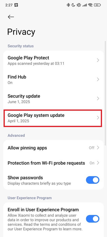 Google Play system update button 2 Google Play system update button 2