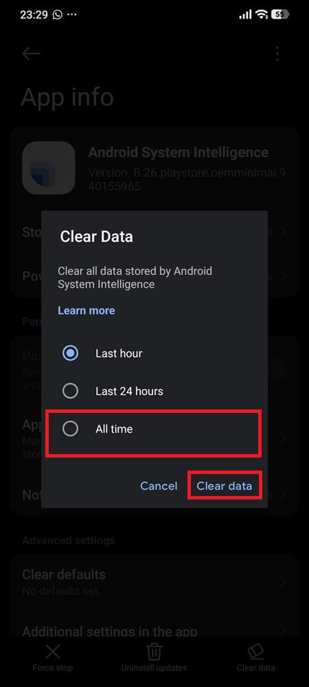 Clear Android System Intelligence Data 3