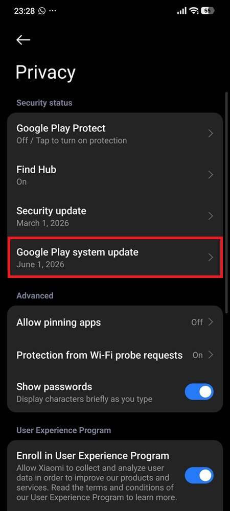 Google Play System Update Check 1